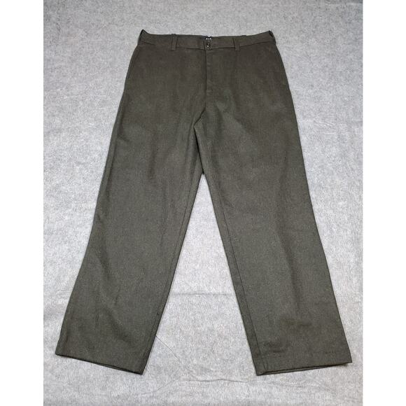 Vintage GAP Pants Mens 38x32 Wool Y2K 90s Trouser Military Relaxed Green Stretch